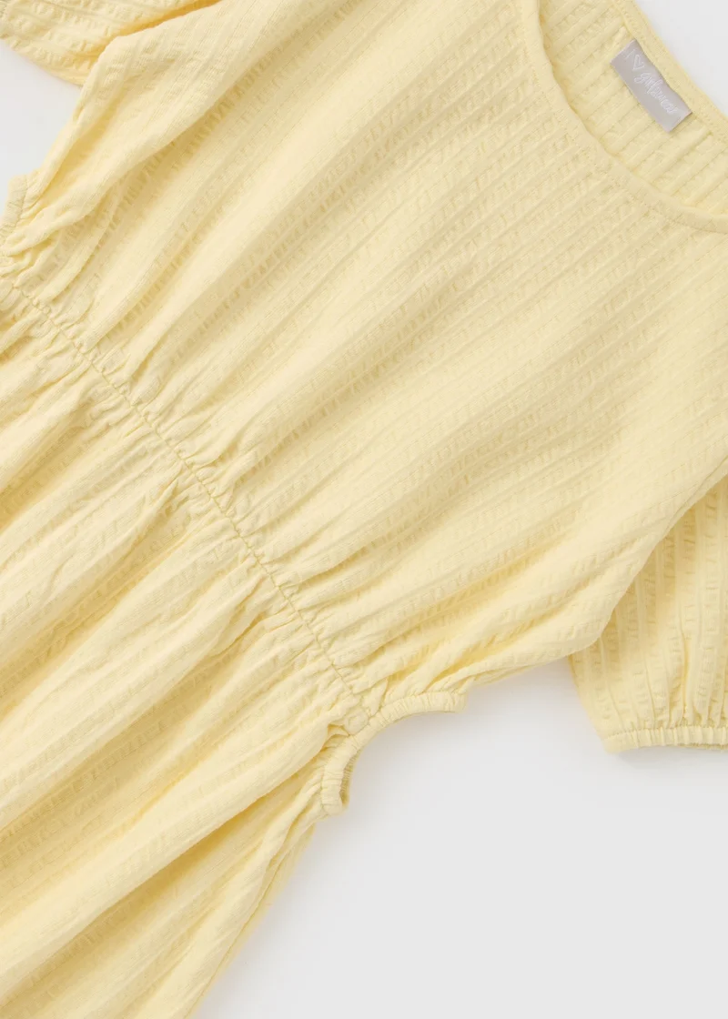 ماتلان Girls Yellow Textured Dress